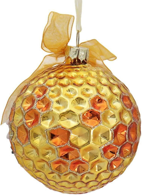 Kurt Adler Set/2 Bumble Honeycomb Bee Hive Christmas Tree Ball Ornament Décor,Glass...