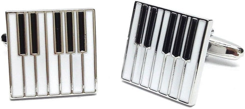 Piano Keys Cufflinks Gift Music Fan Cuff Links (White Silver)...