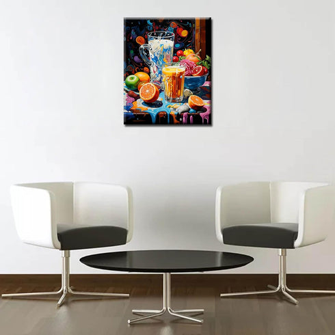 Graffitic Health Breakfast Paint by Numbers Kits with Brushes and Acrylic Pigment on Canvas Painting for Adults, Milk and Orange Juice Arts Crafts...