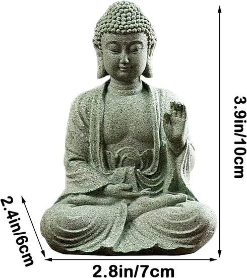 Meditating Buddha Statue Natural Sandstone Buda Sculptures for Fish Tank Aquarium Decorations Home Zen Garden Bonsai Ornament Decor, Gifts (Fearle...