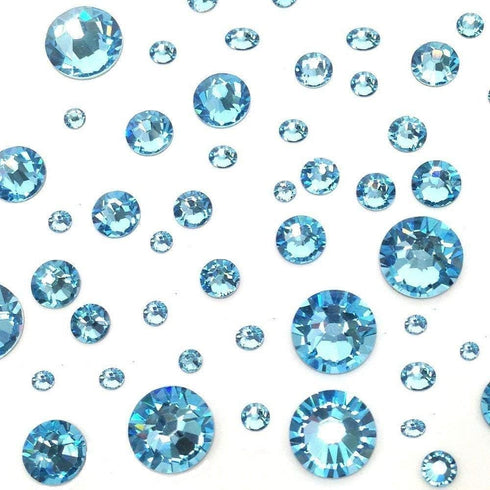 AD Beads 1440 Pieces Mixed Size Glue on Quality Glass Flatback Rhinestones Round Crystal Gems (05 Aquamarine)...
