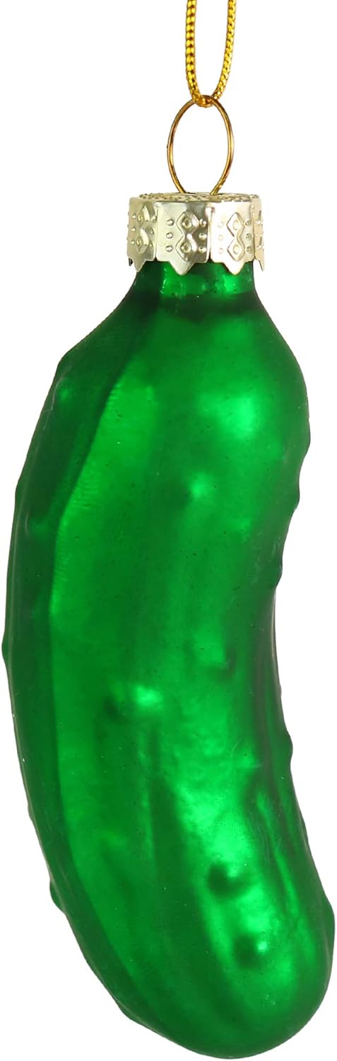 Ornativity Christmas Pickle Tree Ornament - Traditional Glass Blown Green Pickles Hanging Pickle Xmas Holiday Ornaments Decor 3.5" Pack of 4...