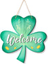 Jetec 12 x 11.5 Inch St. Patrick's Wall Pediments Wooden Irish Hanging Welcome Board Shamrock Plaques with Rope for St Patrick's Decor Window Home...