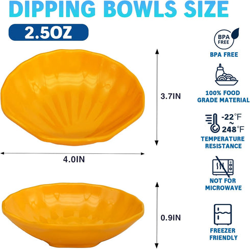Dipping Sauce Bowls Set of 6, Small Condiment Serving Bowl for Side Dish, Unbreakable and Reusable Plastic Mini Colorful Seasoning Appetizer Snack...