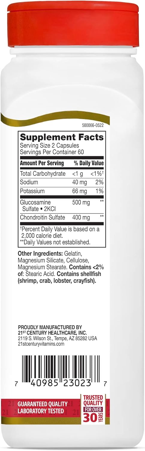 21st Century Glucosamine 250 mg and Chondroitin 200 mg Capsules, 120 Count...