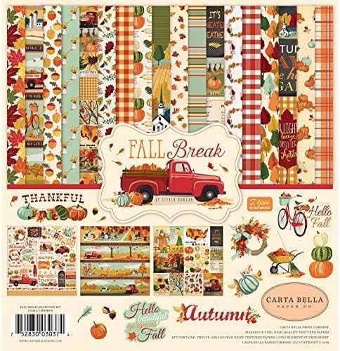Carta Bella Paper Company Fall Break Collection Paper Kit, Orange/Yellow/Blue/Brown/Tan/Red...