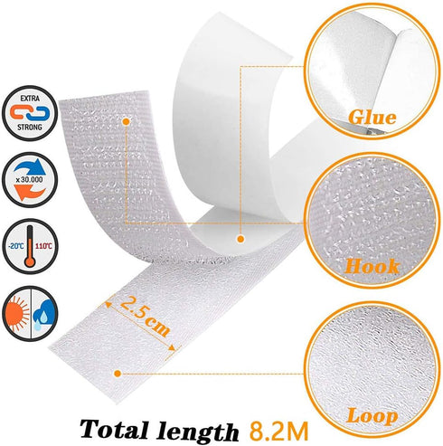 16.5Ft x 1 Inch Self Adhesive Strips, Heavy Duty Strong Back Sticky Fastening Tape,Nylon Fabric Fastener Mounting Tapes for Sewing, Crafting,DIY- ...