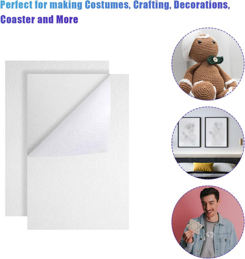 12 Sheets Self Adhesive Felt Sheets, 7.9x11.8inch Sticky Back Felt Sheets for Crafts Felt Drawer Liner for Jewelry Box Drawer DIY Crafts (White)...