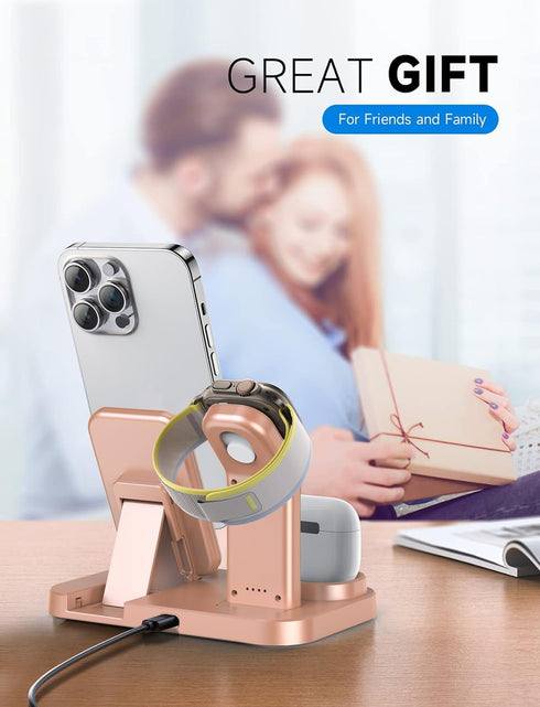 3 in 1 Wireless Charging Station for Apple Devices, Charging Dock for iWatch 9 8 7 6 SE 5 4 3 2 1, Built-in Charger Stand for iPhone Series AirPod...