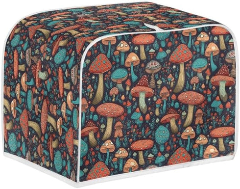 Toaster Cover 4 Slice Forest Mushroom Wide Slot Toaster Covers Wide Slot Toaster Appliance Cover Machine Washable with Hang Loop (16x16")2PCS...