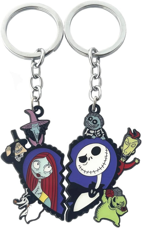 2 PCS Halloween Nightmare before Christmas Horror Keychain, Jack Sally Zero The Dog Oogie Boogi Key Chain for Women and Men...