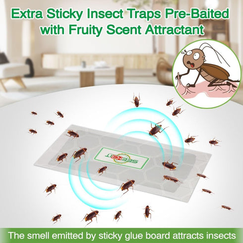 10 PCS Large Glue Trap Strips for Trapping Insects, Mice, Spiders, Bugs, Crickets, Scorpions, Roaches, Super Sticky & Non-Toxic Glue Boards Pre-Ba...