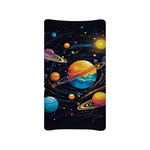 Stretch Ultra Soft Changing Pad Cover Breathable Cozy Changing Table Sheets Cosmic Galaxy Planet Patterns for Baby Boys Girls Fit 32" x 16" Contou...