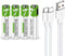 4 Pack AAA Battery,Rechargeable AAA Batteries, Lithium-ion Triple A Batteries 750mwh,1.5V Battery with 4 in1 USB Type C Port Cable Charger...
