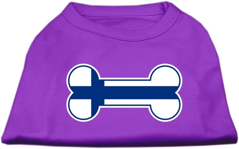 Pet Dog & Cat Shirt Screen Printed, Bone Shaped Finland Flag Purple SM (3-6 lbs.)...