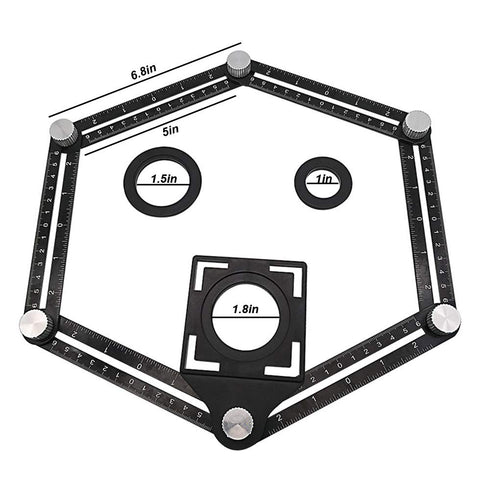 Six-Sided Aluminum Alloy Angle Measuring Tool, Angle Ruler Template Template Tool Full Metal Measuring Rules Layout Tool for Handymen Builders DIY...