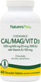 NaturesPlus Cal/Mag/VIT D3 with Vitamin K2-60 Chewable Tablets - Chocolate Flavor - Calcium, Magnesium, Vitamin D3 & K2 Bone Health Support Supple...