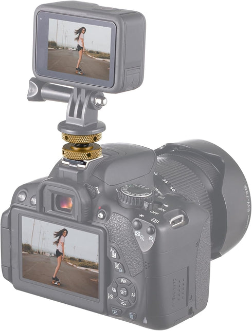 4 Packs Camera Hot Shoe Mount Adapter, Double Nut with 1/4" and 3/8" Aluminum Alloy Tripod Screw Flash Shoe Mount for LED Monitors, Microphone, DS...