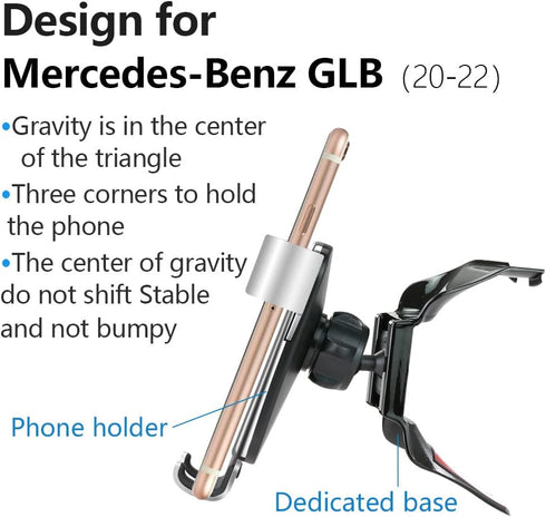 LUNQIN Car Phone Holder for Mercedes Benz GLB-Class 2020 2021 2022 2023 2024 2025 GLB250 AMG 35 4Matic and Benz EQB 2022-2025 250+ 300 350 Auto Ac...