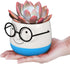 PRETYZOOM Ceramic Plant Pot Eyeglasses Design: Bonsai Pot Flower Pot Succulent Planter Plant Container Pen Brush Holder Cup...