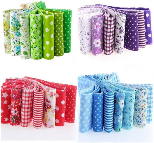 7Pcs Top Green Cotton Craft Fabric Bundle Squares Patchwork DIY Sewing Scrapbooking Quilting Floral Dot Pattern Craft and Hobby Fabric 10" x 10" (...