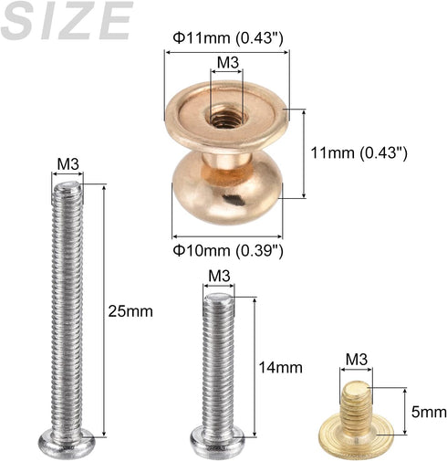 Mini Drawer Pulls (10mm/0.39") 10Pcs, Zinc Alloy Mini Round Head Knobs Pull Handle with Screws - for Home Cabinet Drawer Handle, Light Gold...