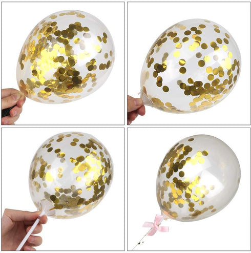 DIYASY Gold Happy Birthday Cake Topper Kit, Confetti Balloon Paper Fans Acrylic Cake Toppers for Birthday Cake Decoration 6 Pcs...