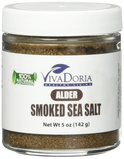 Viva Doria Alder Smoked Sea Salt, Alderwood Smoked Salt, Fine Grain, 5 Oz Glass Jar...