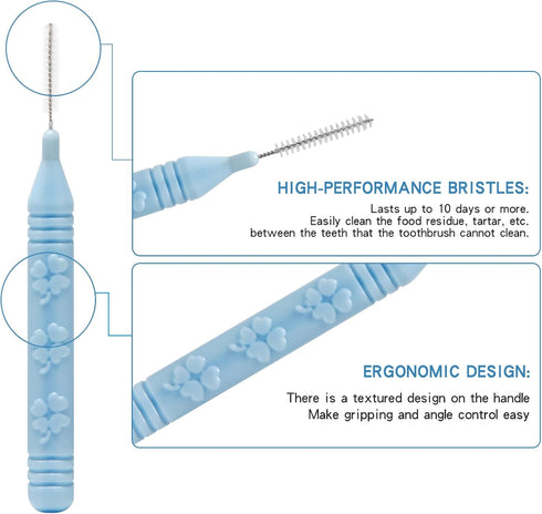 Slim Interdental Brushes, Orthodontic Brushes for Braces, Oral Dental Hygiene Flosser Cleaning Tool for Deep Cleaner 0.7-0.8mm Medium/Large Gaps 3...