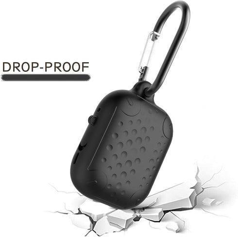 WaterProof Case for AirPods pro 2nd generation, Anti-Lost Silicone Protective Cover, Wireless Charging & LED Visible, with carabiner(Black 01)...
