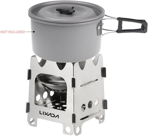 Lixada Camping Wood Stove Folding Lightweight Stainless Steel Wood Burning Stove Portable Backpacking Alcohol Stove for Outdoor Camping Hiking Pic...