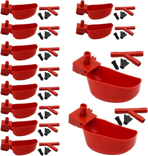 12Pcs Quail Water Cups Pigeon Automatic Bird Waterer for Cage Hang Drinker Breeding Poultry Drinking Bowls(Red)...