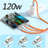 3 in 1 120W Fast Charge Cable, Zinc Alloy One Drag Three...