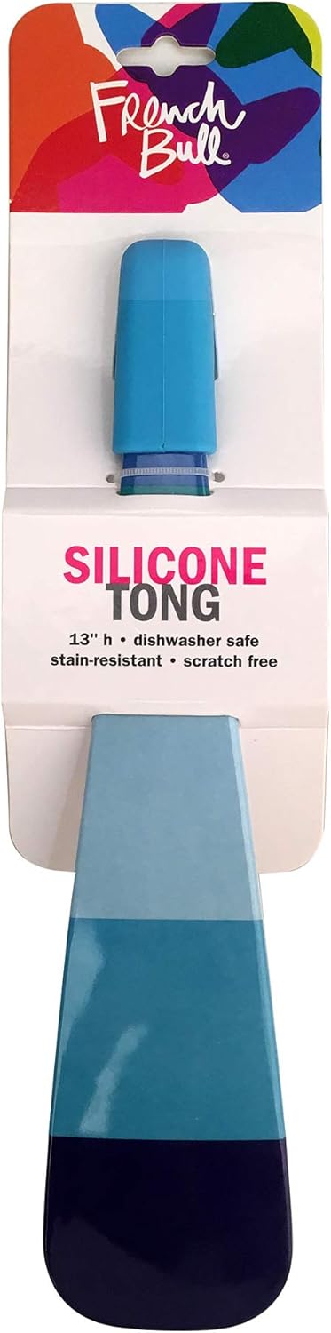 French Bull Easy Grip Melamine Handle Silicone Non-stick Heat Resistant BPA-free Chef Kitchen Utensils for Cooking, Mixing, Baking - Blue, Tongs...