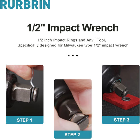 20 Sets 1/2" Impact Wrench Retaining Rings with O-Ring, Compatible with Electric/Pneumatic Wrench, Including Retainer Ring Anvil Install Tool...