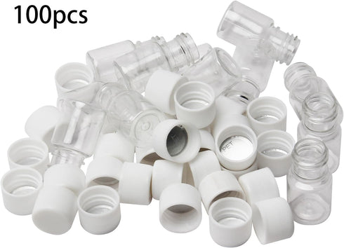 Othmro 100Pcs 5ml Plastic Bottles Lab Cylindrical Chemical Reagent Bottle Wide Mouth Laboratory Reagent Polyethylene Bottle Sample Sealing Liquid ...