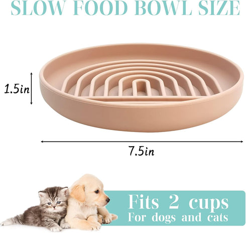 kathson Dog Slow Feeder Bowl, Silicone Dog Bowl Slow Feeder for Dry Wet Food Slow Feeding Puzzle Bowl for Dogs&Cats Anti-Gulping Stop Bloat Preven...