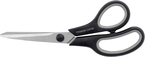 Scissors 8" Multipurpose Scissors Titanium Coated Sturdy Sharp Scissors Right/Left Handed Comfort-Grip Handles for Office Home School Sewing Fabri...