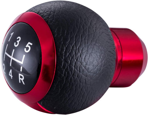 5 Speed Leather Shift Knob Shifting Lever Gear Stick Handle Shifter Transmissions Fit Most Manual Cars Truck SUV Vehicle (Red)...