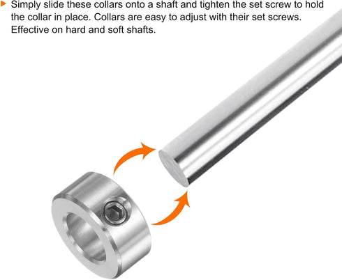 Shaft Collar 5/8" Bore 304 Stainless Steel Set Screw Shaft Collars, 1-1/8" OD, 1/2" Width, for Wheel Barrow Axle, Gearbox Assemblies, Machine Tool...