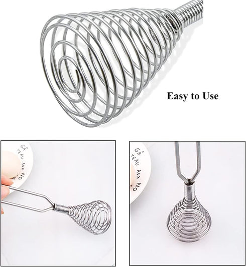 Stainless Steel Spring Coil Whisk Wire Whip Cream Egg Beater Gravy Cream Hand Mixer Kitchen Tool Accessories For Mixing, Blending, Beating, Stirri...