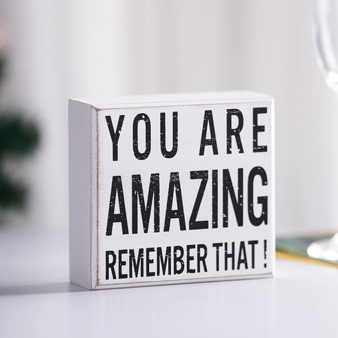 Inspirational Wooden Box Sign You are Amazing Remember That Wood Box Sign Home Decor Motivational Quote Desk Decor Thank You Gift for Home Office ...