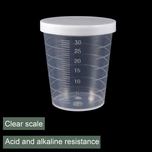 YOKIVE 2 Pcs Plastic Beaker, Laboratory Use | Liquid Measuring Cup with Lid, Great for Lab, Kitchen, Daily Use (Clear White, 30ML)...