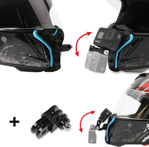 SUREWO Motorcycle Helmet Chin Strap Mount for GoPro Hero 12/11/10/9/8/7/(2018)/6/5 Black,DJI Osmo Action 3/2,Insta360 ONE R,AKASO/Campark/YI and M...
