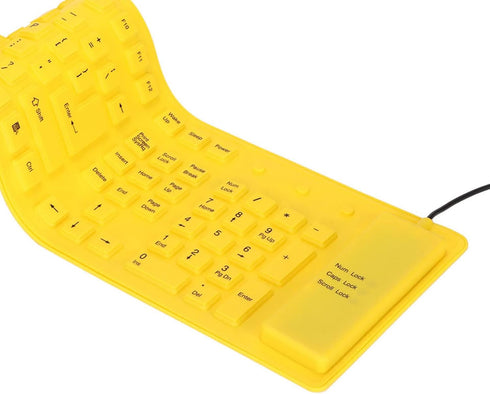 ASHATA Foldable Silicone Keyboard USB Wired Keyboard Mute Waterproof Rollup Keyboard for PC Laptop Notebook, 2 Color, 108 Keys(Yellow)...