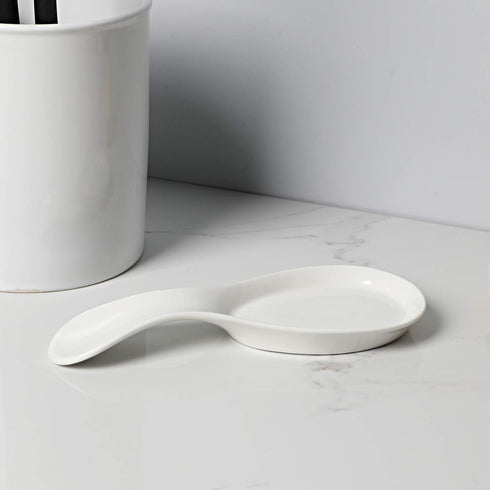 Porcelain Spoon Rest Large Spoon Holder Utensil Rest for Kitchen Counter Stove Top, Dishwasher Safe (White)...