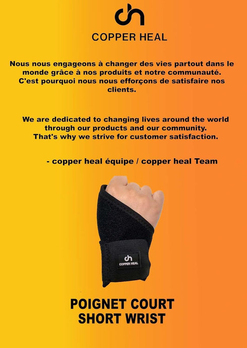 COPPER HEAL Short WRIST Brace compression Sleeve wraps Adjustable Bandage Right & Left Hands Strap Short Sleeves Wrap Recovery carpal tunnel wrist...