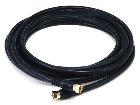 Monoprice RG6 Quad Shield CL2 Coaxial Cable with F Type Connector, 12ft, Black...