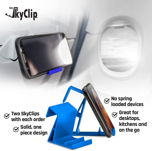 Airplane Cell Phone Back of Seat Inflight Tray Table Clip and Sturdy Phone Stand, Compatible with iPhone, Android, Tablets, and Readers, Travel Mu...