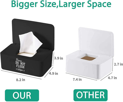 Baby Wipes Dispenser for Bathroom,Please DO NOT Flush Wipes Container Holder White,Upgarde Size (8.2L x 4.9W x 3.9H inches) Wipes Box Dispenser fo...